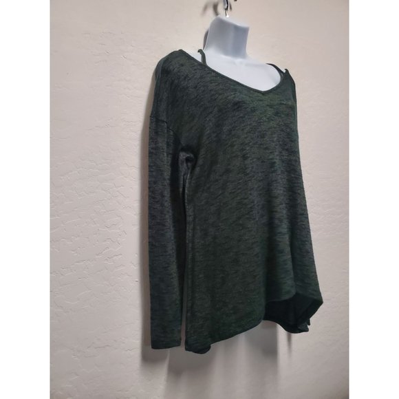 Juicy Couture Large Heathered Gray Strappy Neck Hi Lo Long Sleeve Shirt Top - Picture 3 of 6